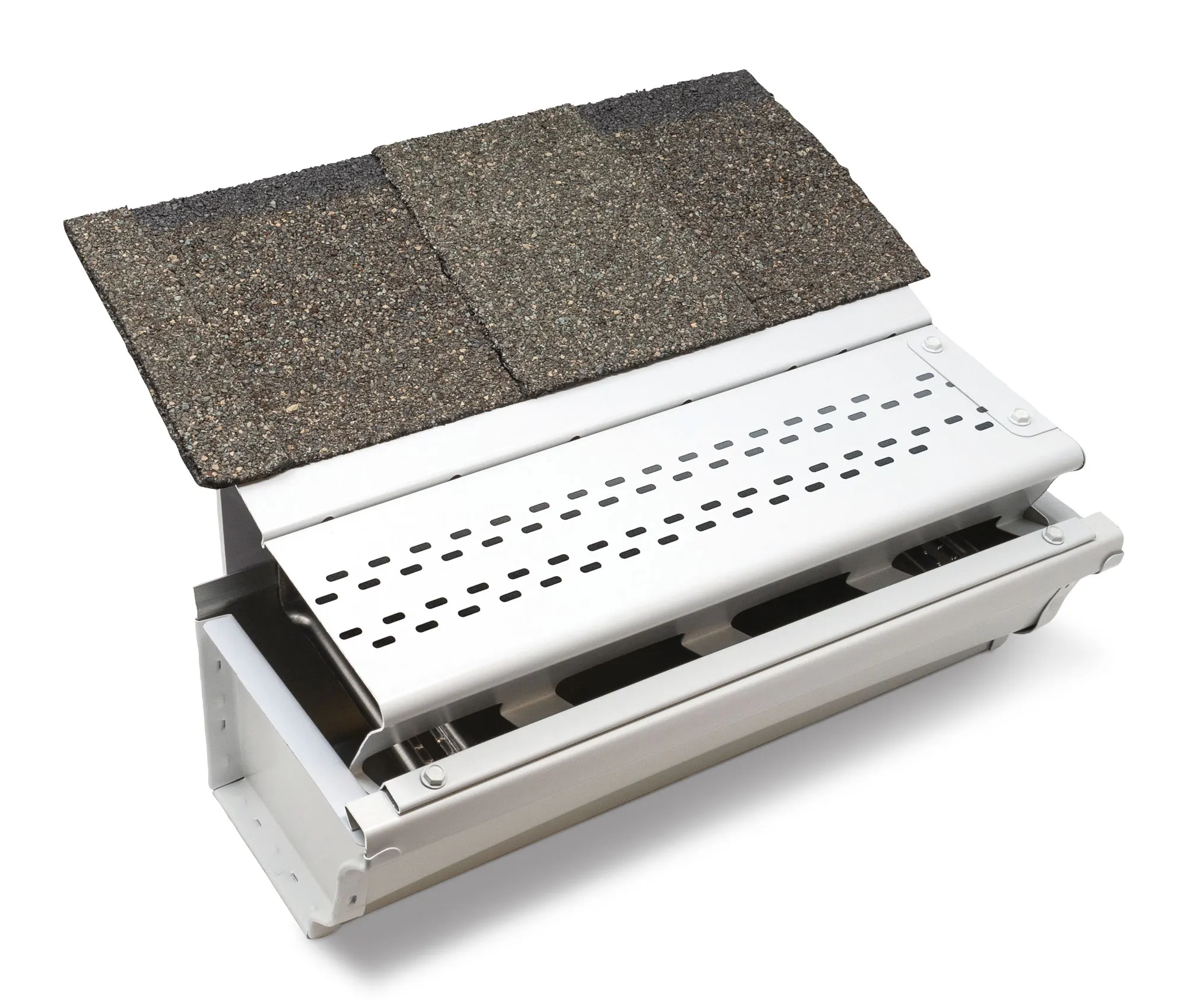 A LeaFree High-Flow panel: the same hood with pill-shaped vents for concentrated water.